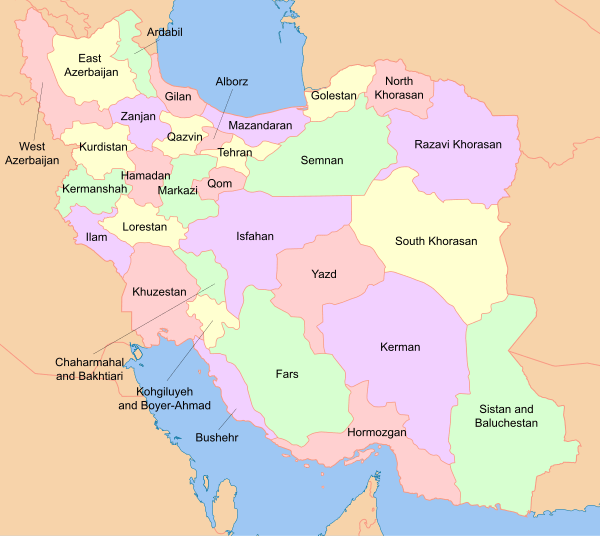 Map Of Iran And Surrounding Areas Road Religious Iran Cities Map   Iran Provinces Map 