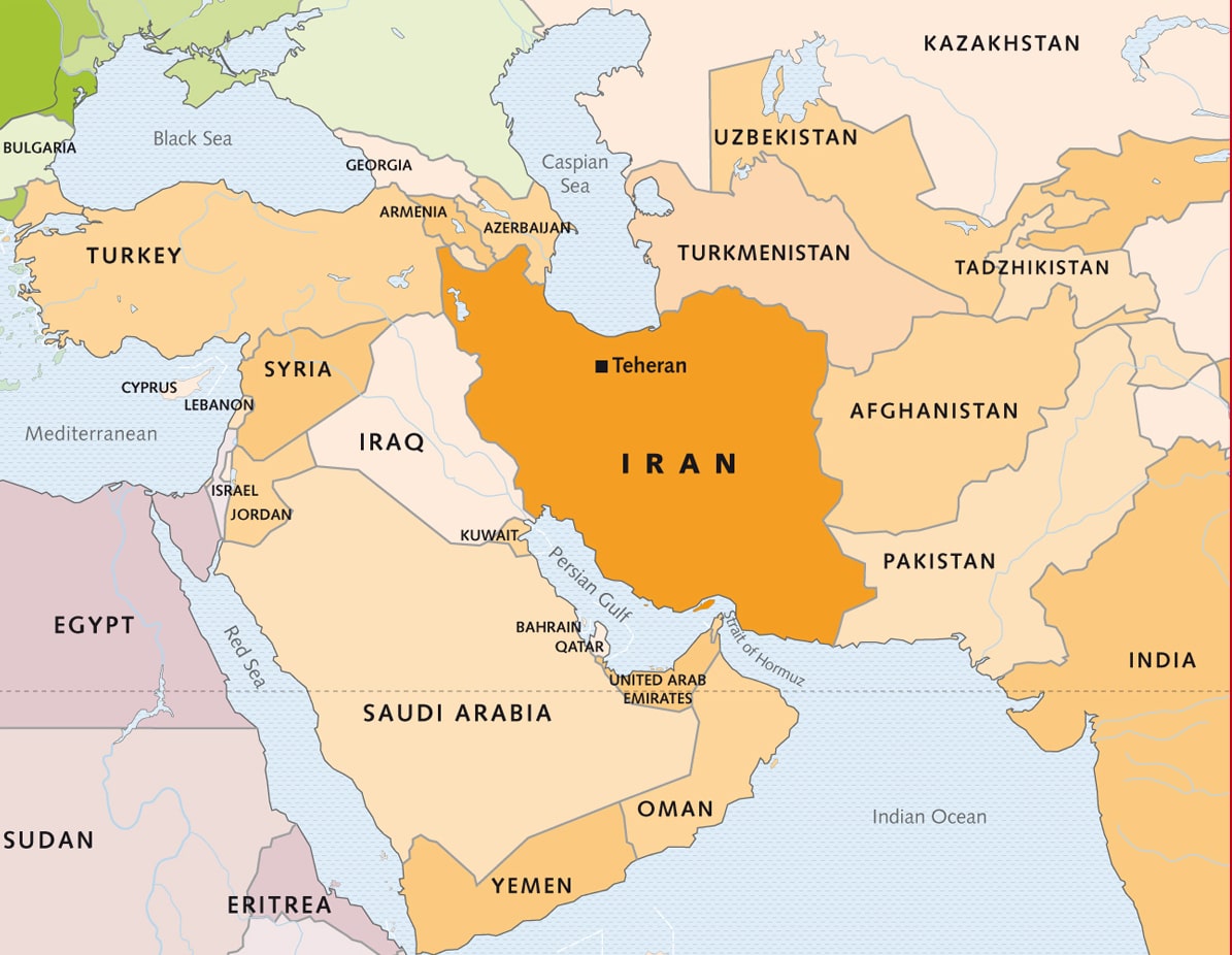 map of persian gulf and surrounding countries